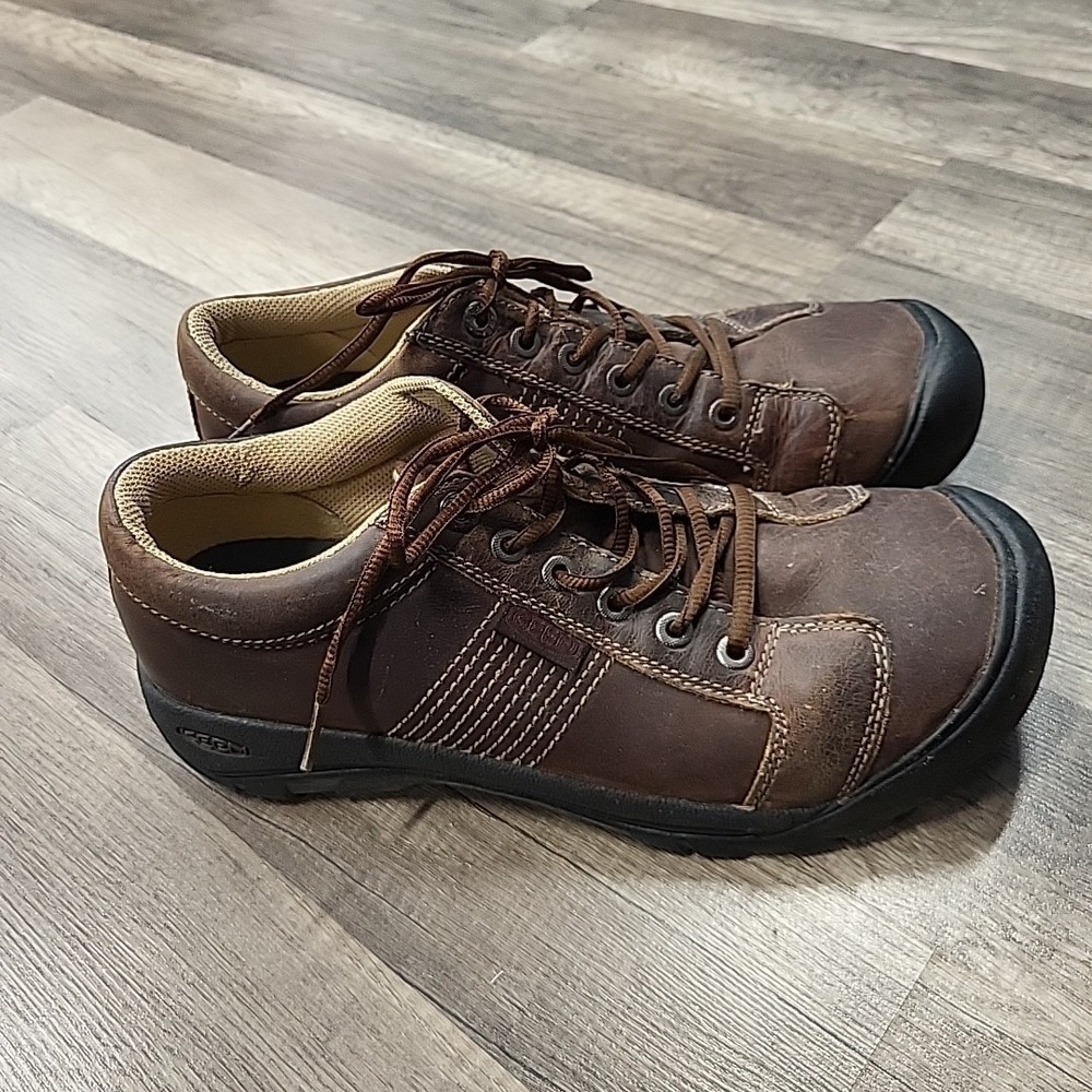 Keen Austin Men's 11 Brown Black Leather Outdoor Hiking Shoes Work